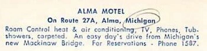 Alma Motel - Vintage Postcard